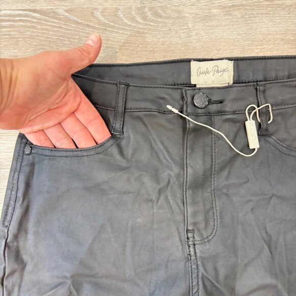 Charlie Paige Black Faux Leather Slim Fit Cotton Pants sz S - Picture 7 of 10